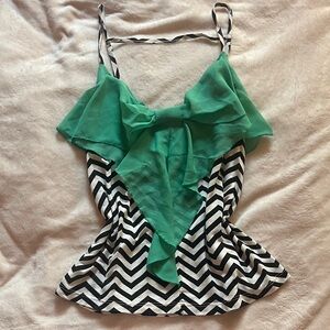 Adorable Teal and Black Bow Camisole